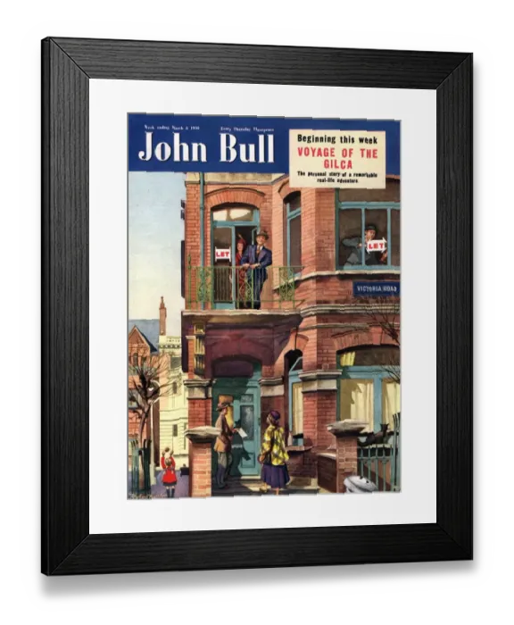 Framed Print : John Bull 1950 1950s UK new homes estate agents moving property letting to let rent Framed Print : John Bull 1950 1950s UK new homes estate agents moving property letting to let rent