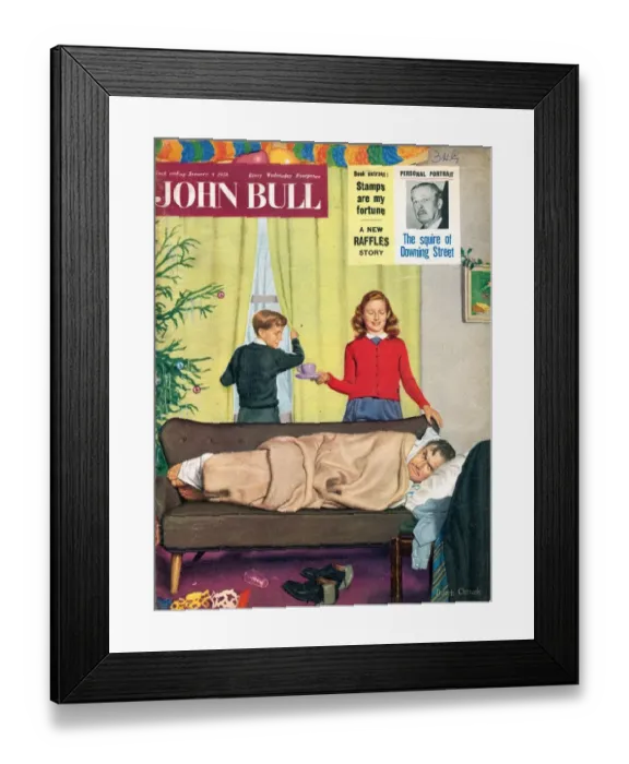 Framed Print : John Bull 1950s UK hangovers sleep magazines family sleeping Framed Print : John Bull 1950s UK hangovers sleep magazines family sleeping
