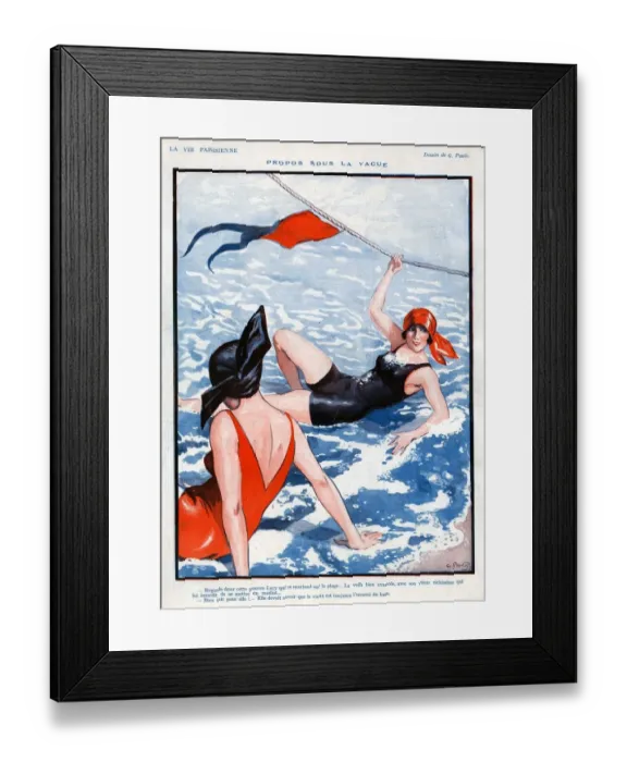 Framed Print : La Vie Parisienne 1924 1920s France Georges Pavis illustrations womens swimming