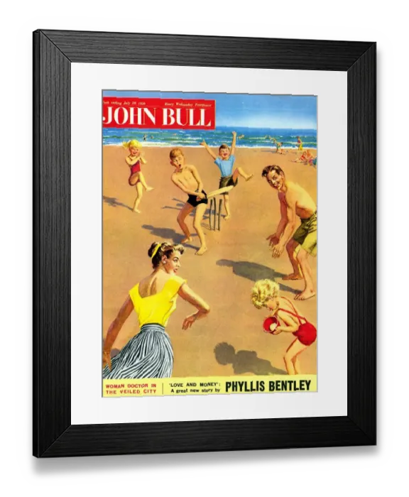 Framed Print : John Bull 1950s UK holidays cricket beaches seaside seaside magazines Framed Print : John Bull 1950s UK holidays cricket beaches seaside seaside magazines