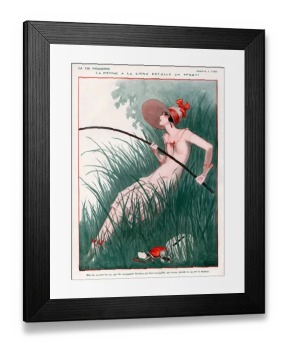 Framed Print : La Vie Parisienne 1924 1920s France Armand Vallee illustrations woman women fishing
