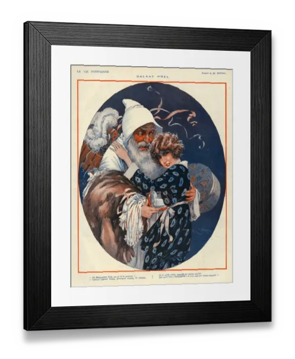 Framed Print : La Vie Parisienne 1924 1920s France Maurice Milliere illustrations Father Christmas