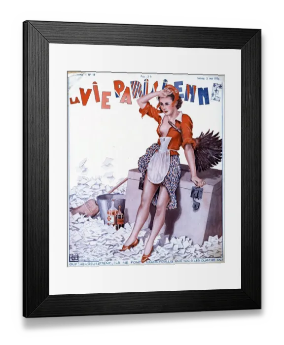 Framed Print : La Vie Parisienne 1936 1930s France magazines maids erotica dusters elections voting Framed Print : La Vie Parisienne 1936 1930s France magazines maids erotica dusters elections voting