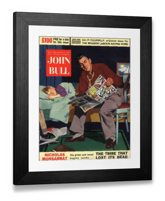 Framed Print : John Bull 1950s UK reading beds stories comics sleeping fathers and sons sleep Framed Print : John Bull 1950s UK reading beds stories comics sleeping fathers and sons sleep