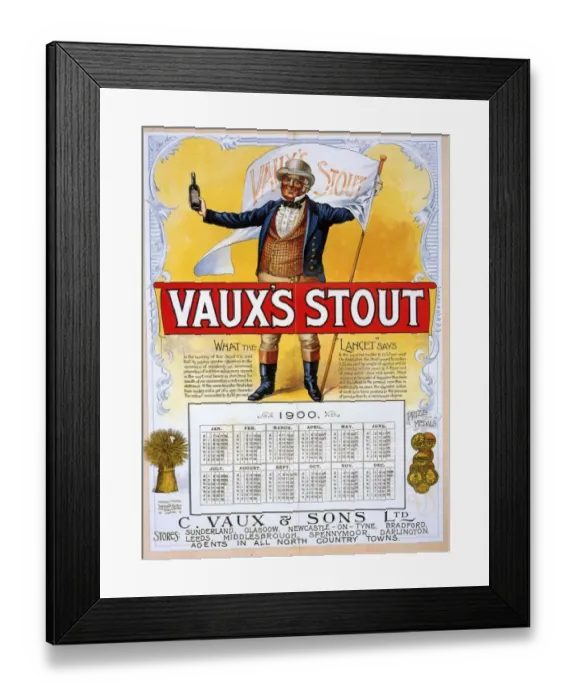Framed Print : Vauxs 1900 1900s UK Vauxs alcohol beer calendars advert recommended by the Lancet Framed Print : Vauxs 1900 1900s UK Vauxs alcohol beer calendars advert recommended by the Lancet