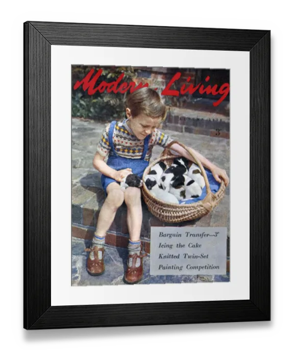 Framed Print : Modern Living 1950 1950s UK magazines dogs puppy puppies
