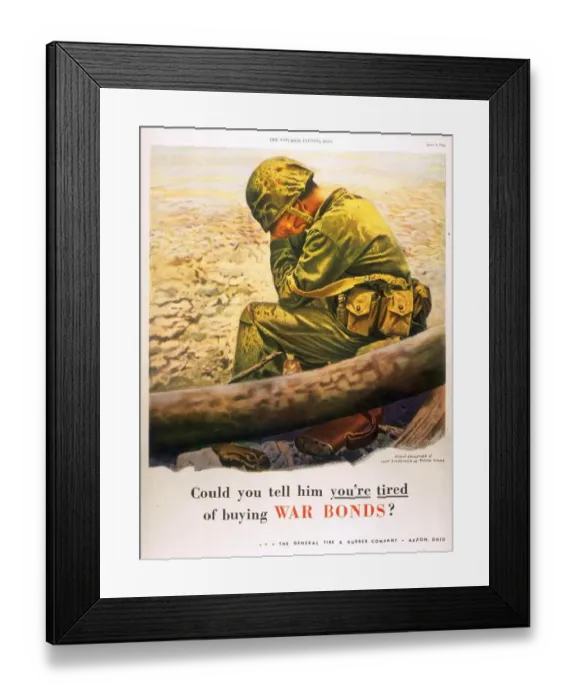 Framed Print : 1940s USA war bonds depression savings WW2