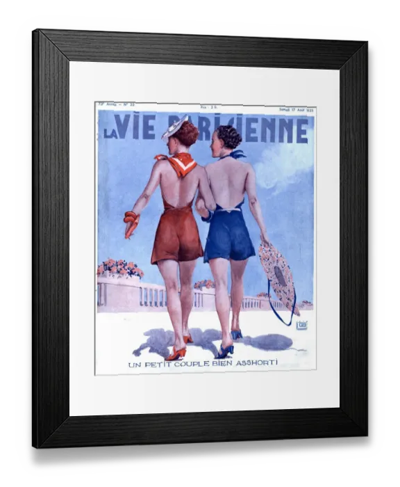 Framed Print : La Vie Parisienne 1935 1930s France magazines womens walking glamour swimwear bathing Framed Print : La Vie Parisienne 1935 1930s France magazines womens walking glamour swimwear bathing