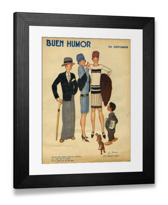 Framed Print : Buen Humor 1928 1920s Spain cc magazines humour flirting womens Framed Print : Buen Humor 1928 1920s Spain cc magazines humour flirting womens