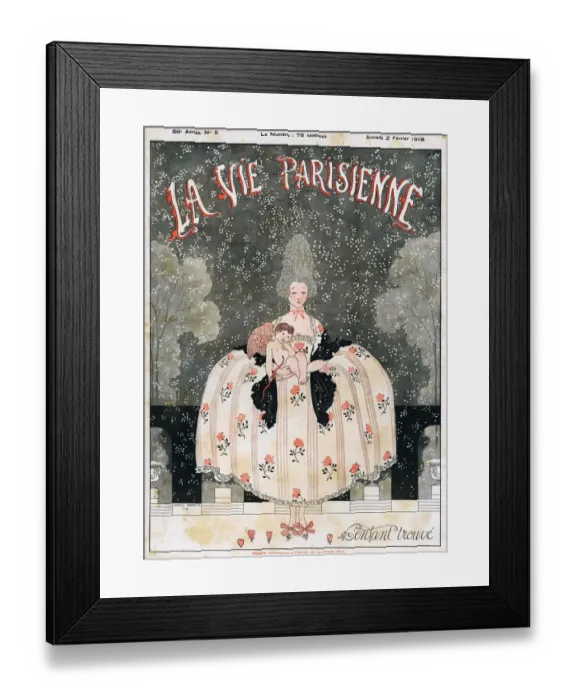 Framed Print : La Vie Parisienne 1918 1910s France cc womens dresses cherubs snow winter magazines Framed Print : La Vie Parisienne 1918 1910s France cc womens dresses cherubs snow winter magazines