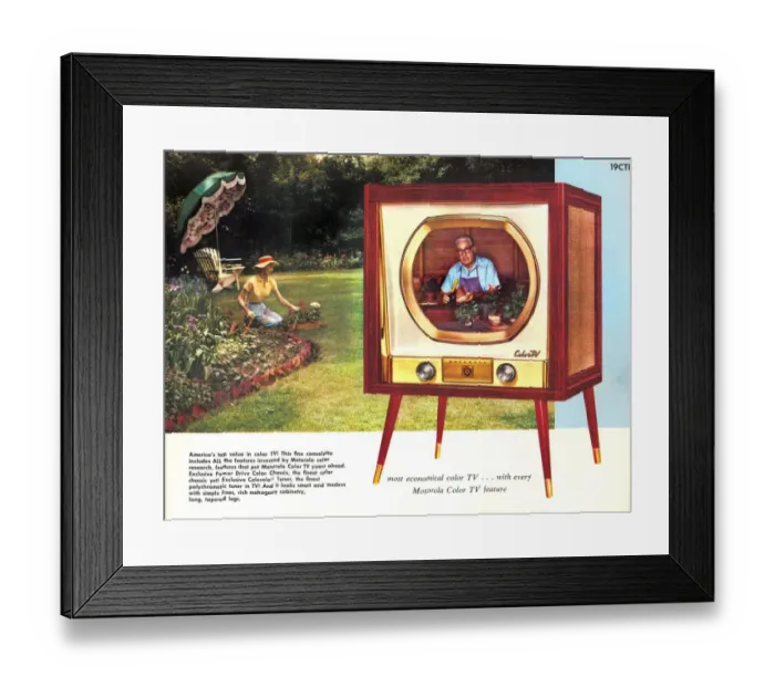 Framed Print : Motorola 1950s USA rklf televisions gardens itnt Framed Print : Motorola 1950s USA rklf televisions gardens itnt