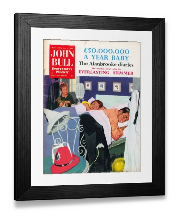 Framed Print : John Bull 1950s UK sleep magazines sleeping Framed Print : John Bull 1950s UK sleep magazines sleeping