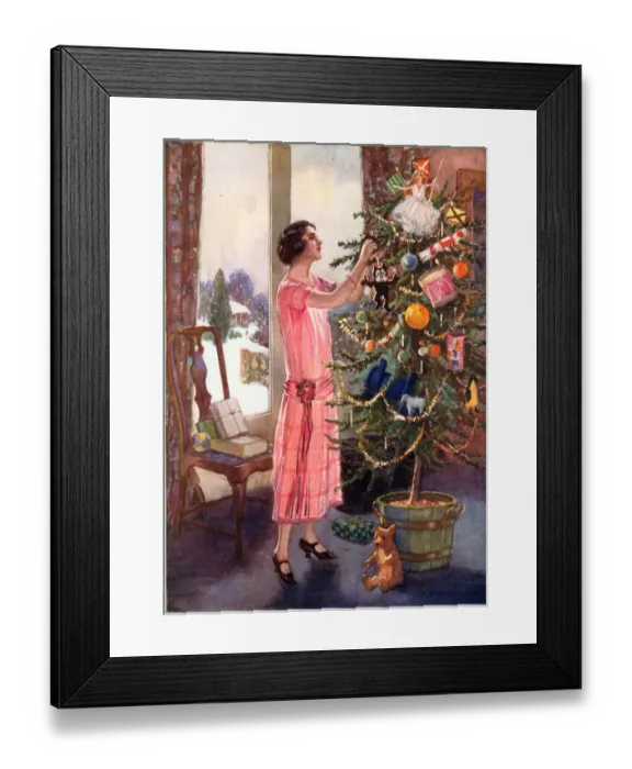 Framed Print : 1920s UK trees decorations womens dresses flappers illustrations Framed Print : 1920s UK trees decorations womens dresses flappers illustrations