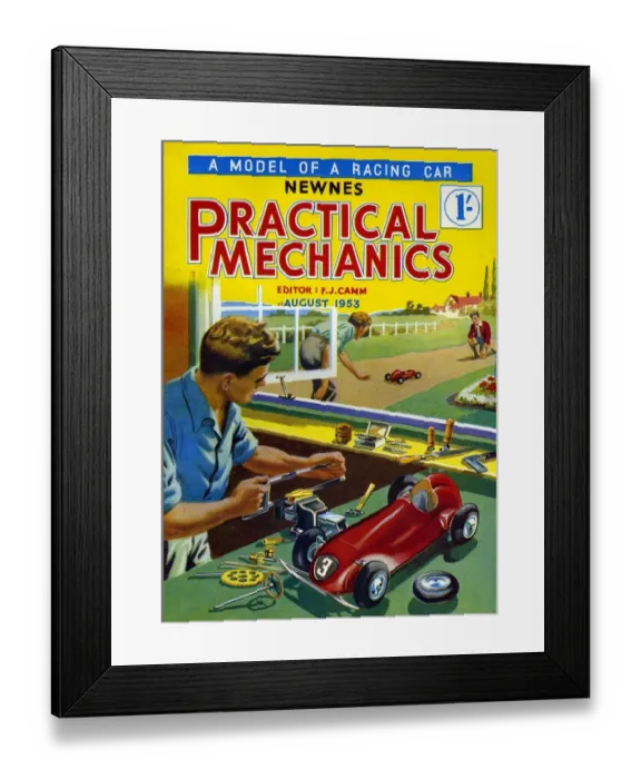 Framed Print : Practical Mechanics 1953 1950s UK magazines model cars
