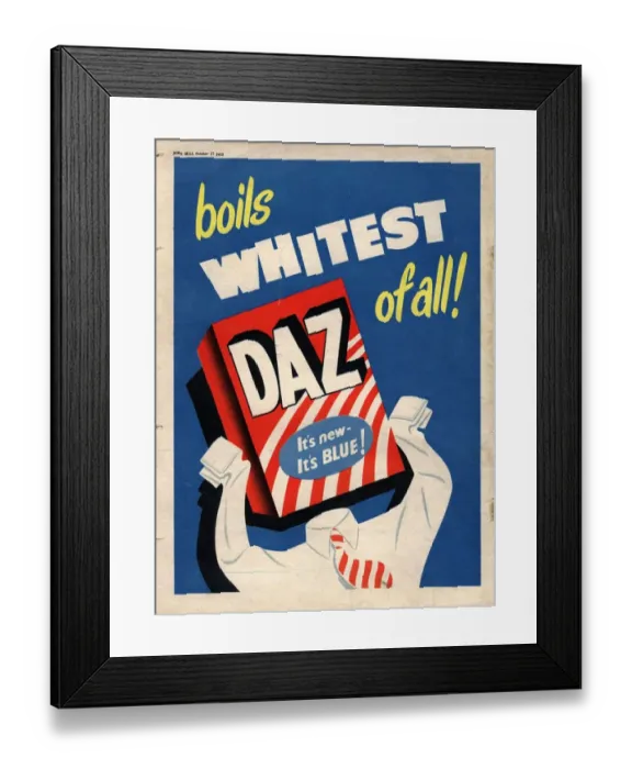 Framed Print : Daz 1950s UK washing powder products detergent Framed Print : Daz 1950s UK washing powder products detergent