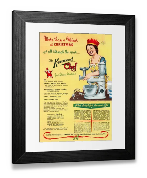 Framed Print : Kenwood Chef 1930s UK mixers processors cooking kitchens gadgets christmas presents Framed Print : Kenwood Chef 1930s UK mixers processors cooking kitchens gadgets christmas presents