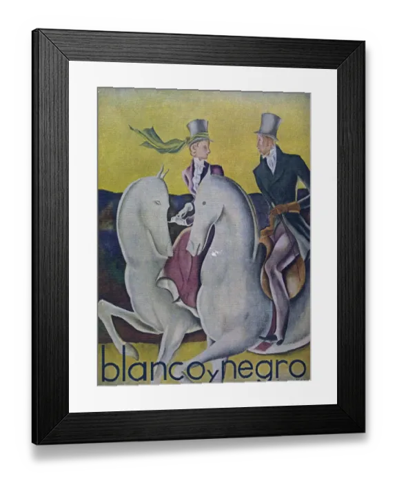 Framed Print : Blanco y Negro Spain cc magazines horses riding art deco