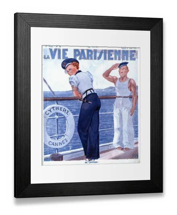 Framed Print : La Vie Parisienne 1937 1930s France magazines ships sailing boats navy sailors glamour Framed Print : La Vie Parisienne 1937 1930s France magazines ships sailing boats navy sailors glamour