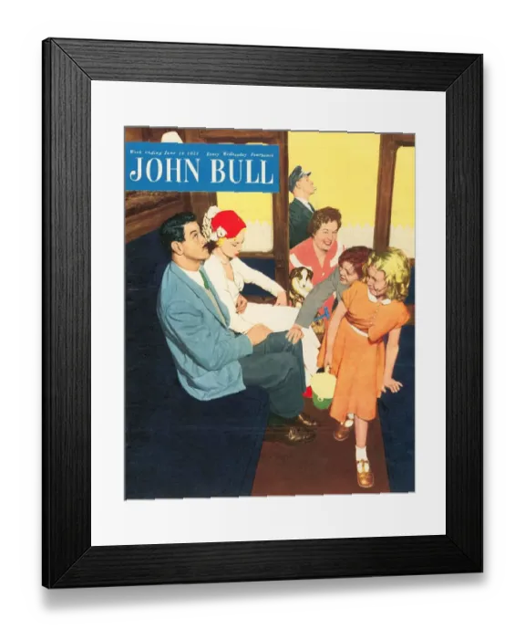 Framed Print : John Bull 1950s UK dating trains carriages magazines