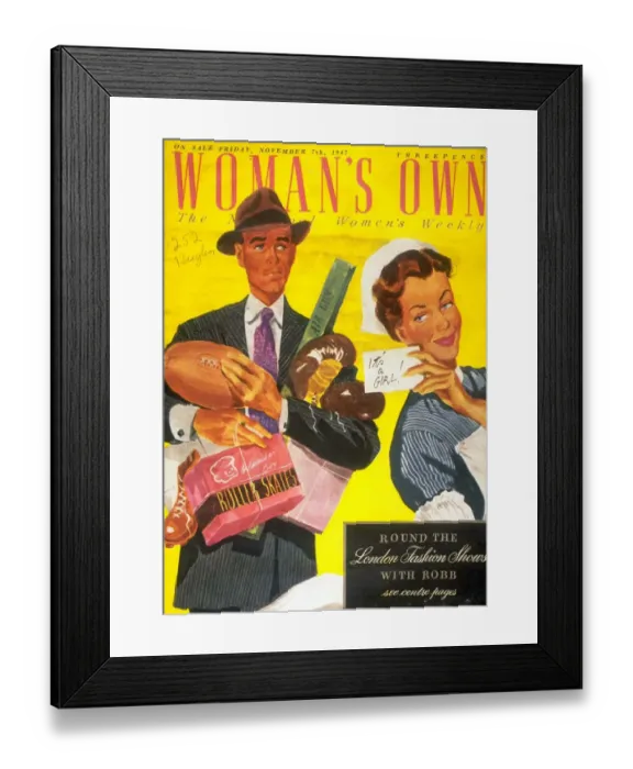 Framed Print : Womans Own 1940s UK babies nurses fathers hospitals new babies magazines medical Framed Print : Womans Own 1940s UK babies nurses fathers hospitals new babies magazines medical