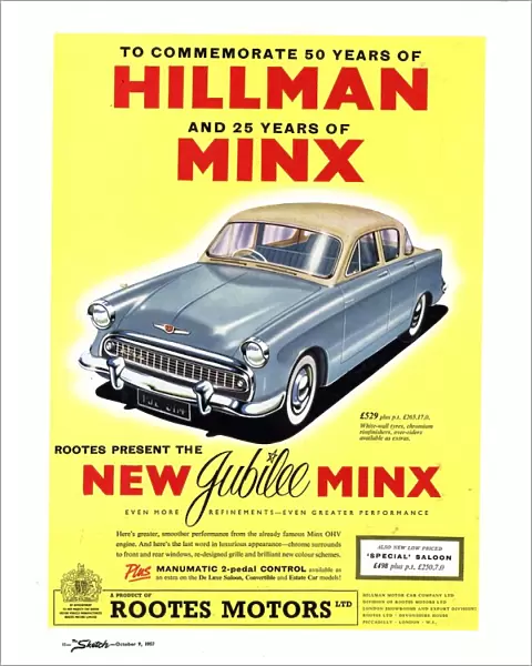 Hillman 1950s UK jubilee edition hillman minx cars