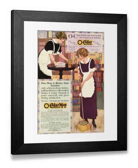 Framed Print : O-Cedar 1910s USA polish dusting products Framed Print : O-Cedar 1910s USA polish dusting products