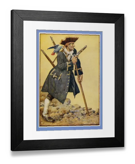 Framed Print : Pirates 1930s UK Robert Louis Stephenson Long John Silver Treasure Island childrens Framed Print : Pirates 1930s UK Robert Louis Stephenson Long John Silver Treasure Island childrens