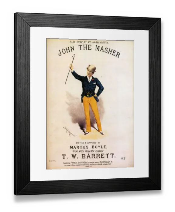 Framed Print : John The Master 1882 1880s UK mens bowler hats canes Framed Print : John The Master 1882 1880s UK mens bowler hats canes