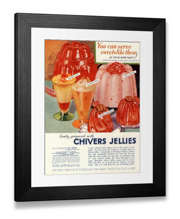 Framed Print : 1930s UK chivers jelly desserts