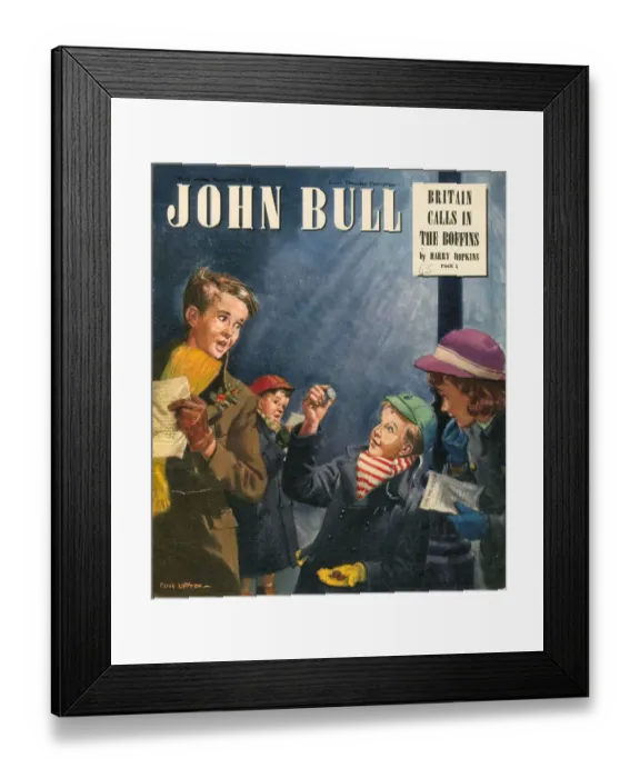 Framed Print : John Bull 1950s UK carol singers carols magazines singing