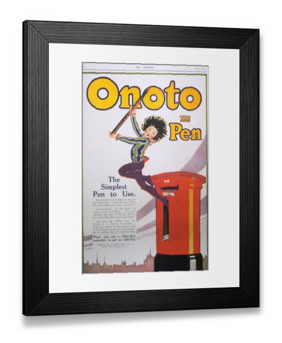 Framed Print : 1920s UK pens pencils onoto post-boxes pillar boxes