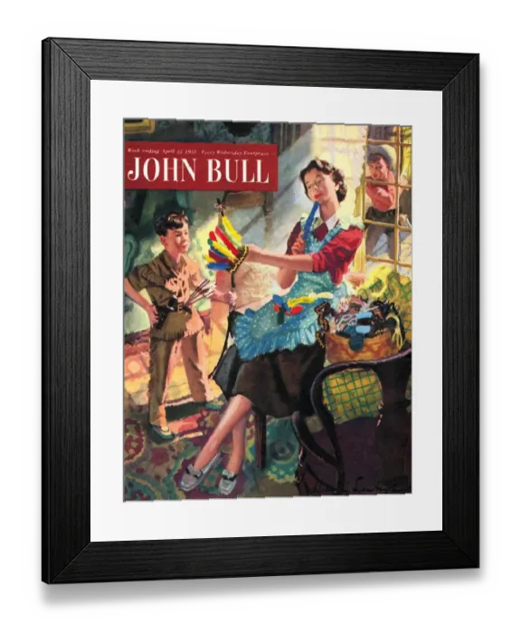 Framed Print : John Bull 1950s UK fancy dress indians cowboys party magazines