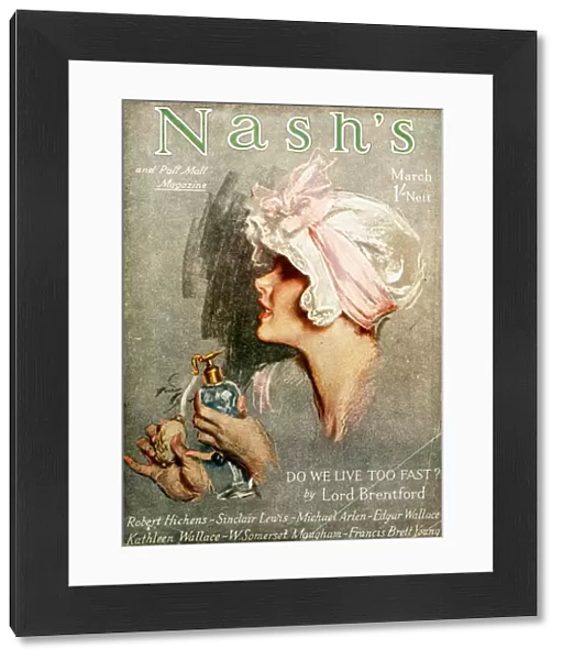 Nashs 1920s UK atomisers spraying womens portraits magazines