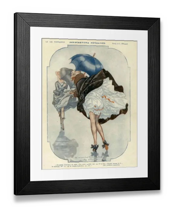 Framed Print : La Vie Parisienne 1925 1920s France cc stormy bad weather umbrellas womens windy Framed Print : La Vie Parisienne 1925 1920s France cc stormy bad weather umbrellas womens windy