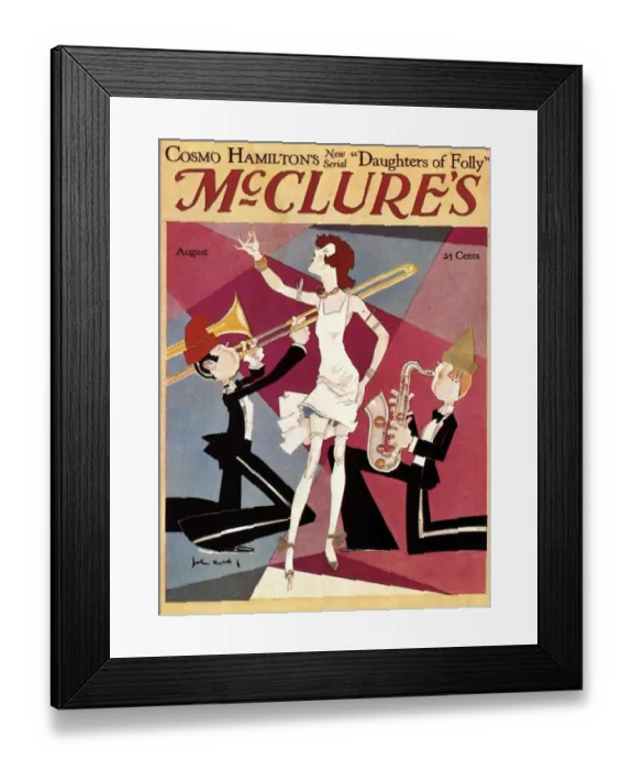 Framed Print : McClures 1920s USA trombones saxophones instruments singers magazines mcclures
