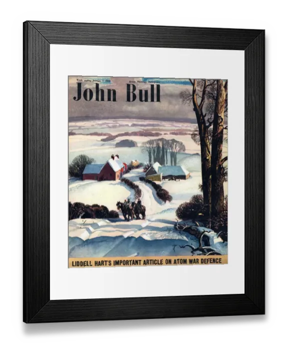 Framed Print : John Bull 1950 1950s UK winter snow snow ice riding horses magazines Framed Print : John Bull 1950 1950s UK winter snow snow ice riding horses magazines