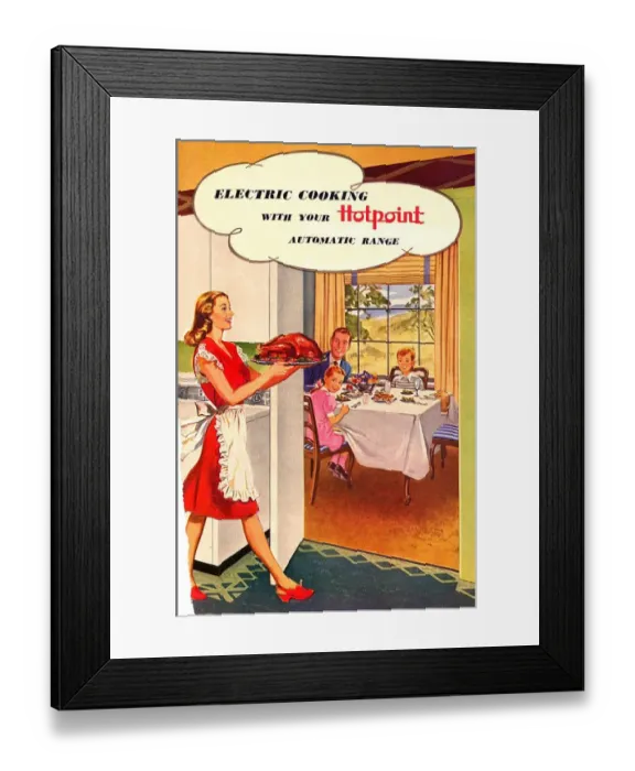 Framed Print : Hotpoint 1950s UK rklf ovens cookers housewives housewife homemakers roast dinners Framed Print : Hotpoint 1950s UK rklf ovens cookers housewives housewife homemakers roast dinners