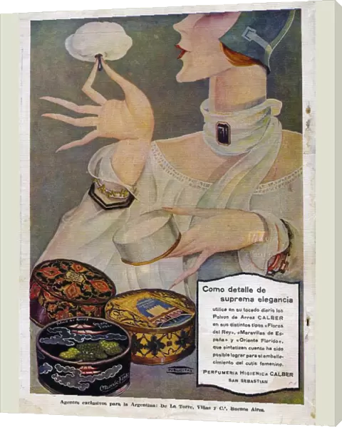 Perfumeria 1929 1920s Spain cc applying womens powder