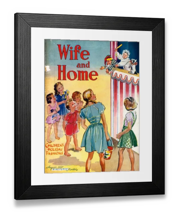 Framed Print : Wife and Home 1950s UK holidays seaside beaches seaside punch and judy shows magazines Framed Print : Wife and Home 1950s UK holidays seaside beaches seaside punch and judy shows magazines