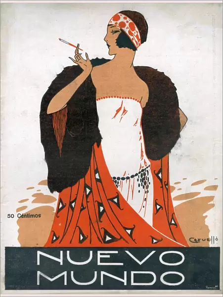 Nuevo Mundo 1923 1920s Spain cc magazines women womens wraps holders art Deco flappers