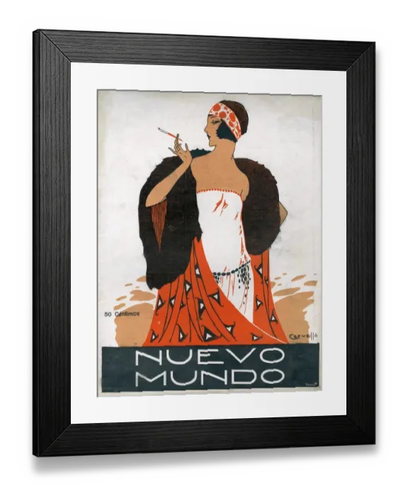 Framed Print : Nuevo Mundo 1923 1920s Spain cc magazines women womens wraps holders art Deco flappers Framed Print : Nuevo Mundo 1923 1920s Spain cc magazines women womens wraps holders art Deco flappers