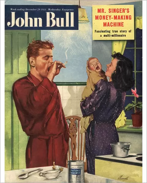 John Bull 1950s UK babies breakfast kitchens cigarettes smoking magazines baby family