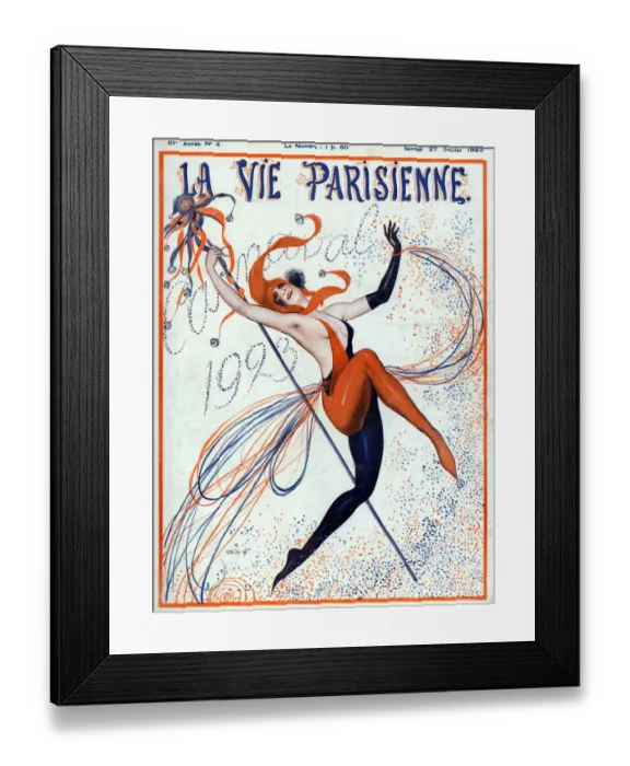 Framed Print : La Vie Parisienne 1923 1920s France Valdes illustrations magazines jesters carnivals