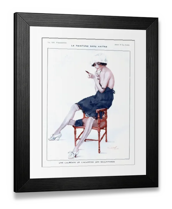 Framed Print : La Vie Parisienne 1910s France glamour erotica underwear make-up womens makeup