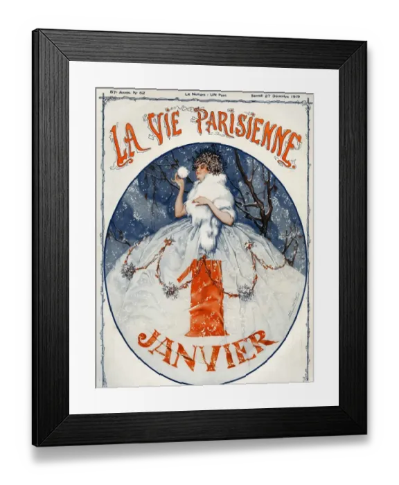 Framed Print : La Vie Parisienne 1919 1910s France cc snow winter womens dresses furs new years Framed Print : La Vie Parisienne 1919 1910s France cc snow winter womens dresses furs new years