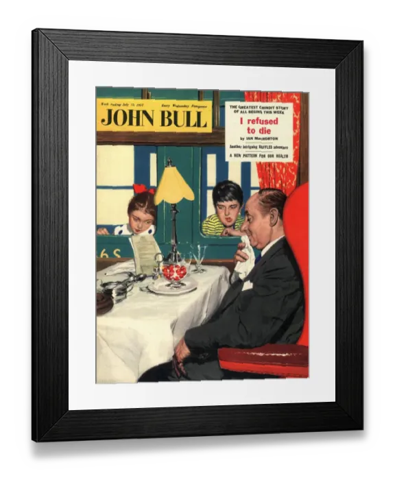 Framed Print : John Bull 1950s UK trains hunger envy buffet cars magazines