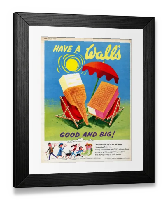 Framed Print : Walls 1950s UK ice-cream Framed Print : Walls 1950s UK ice-cream