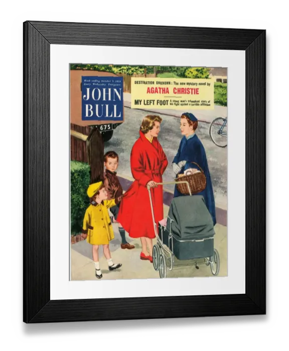Framed Print : John Bull 1950s UK mothers prams gossiping walking babies magazines baby