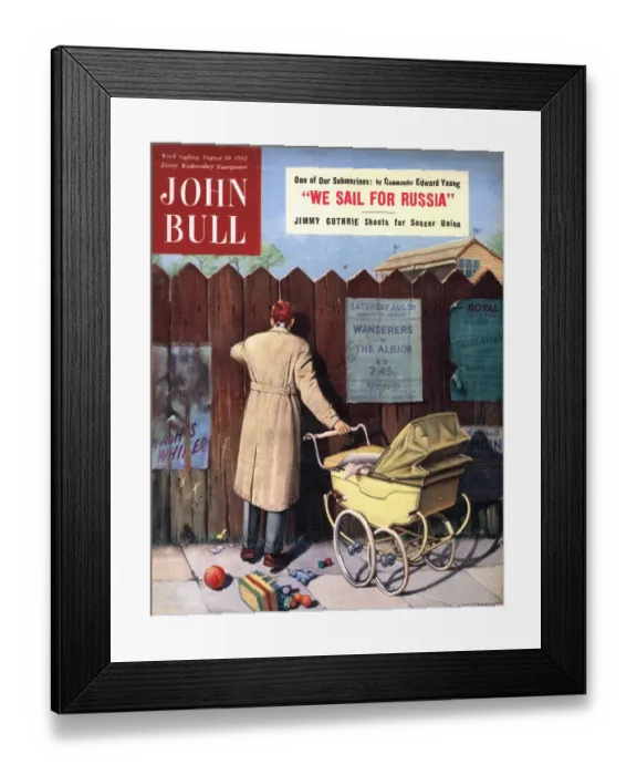 Framed Print : John Bull 1950s UK football prams babies magazines baby Framed Print : John Bull 1950s UK football prams babies magazines baby
