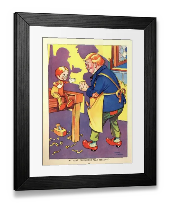 Framed Print : 1930s, UK, Pinocchio, Book Plate